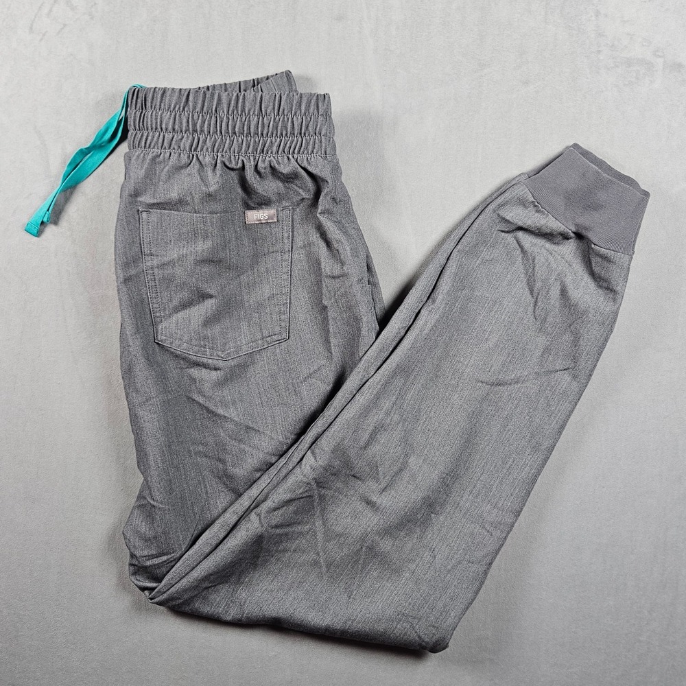 FIGS Zamora Jogger Scrub Pants Womens Medium Tall Gray Technical Collection